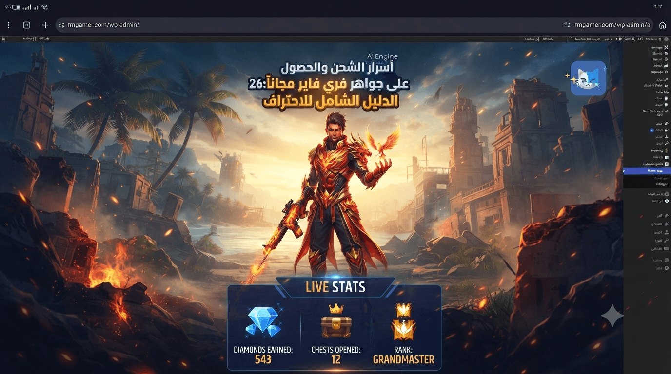 صورة محارب فري فاير مع جواهر وشحن مجاني